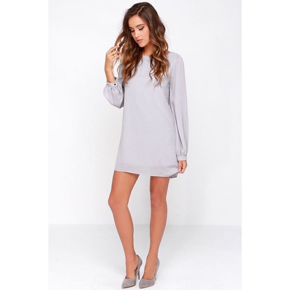 Lulus Status Update Light Grey Shift Dress Size Small Women’s
